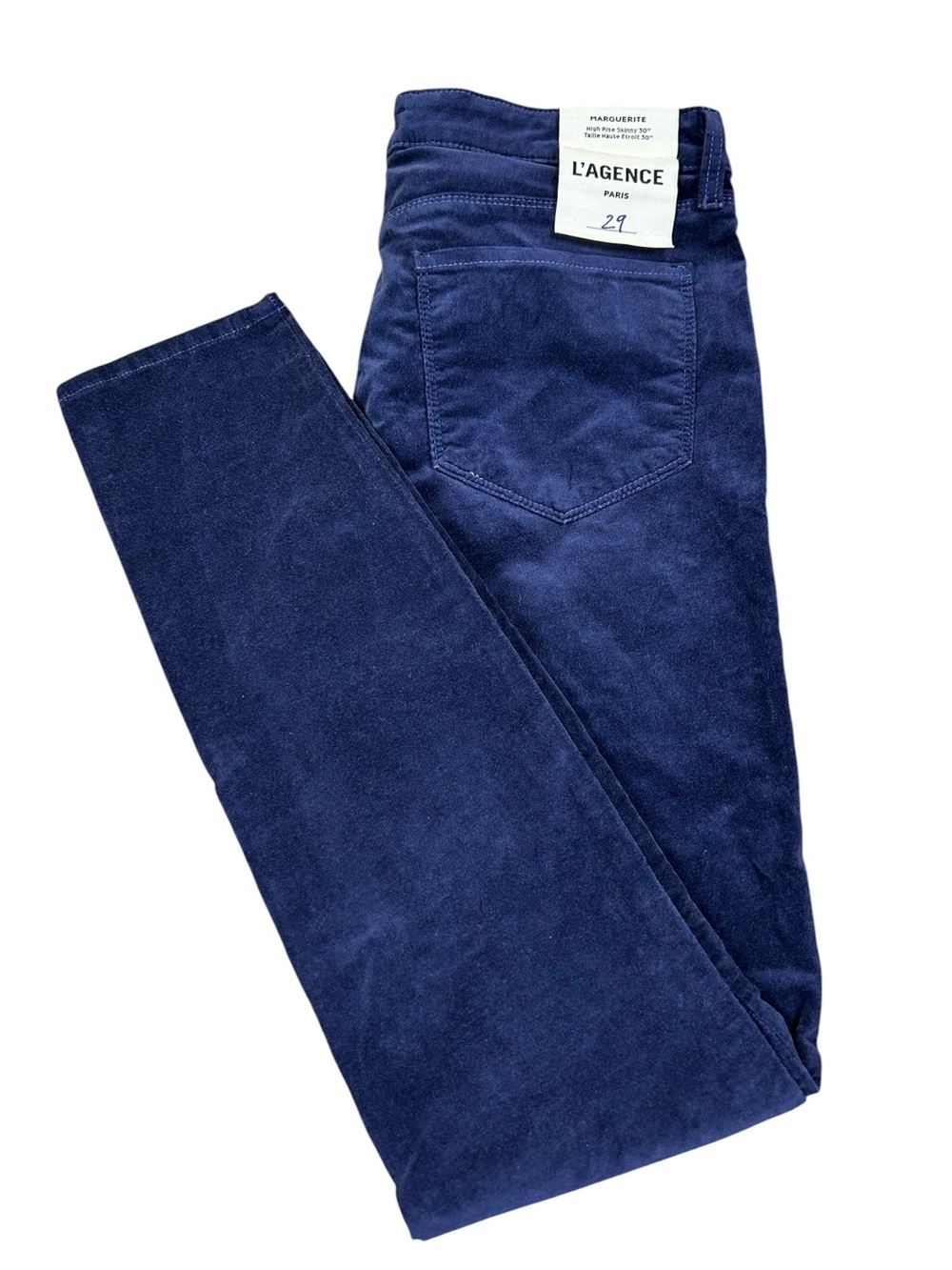 L’AGENCE Marguerite High Rise Skinny Velveteen Jeans‎ Stargazer Blue NWT Sz 29